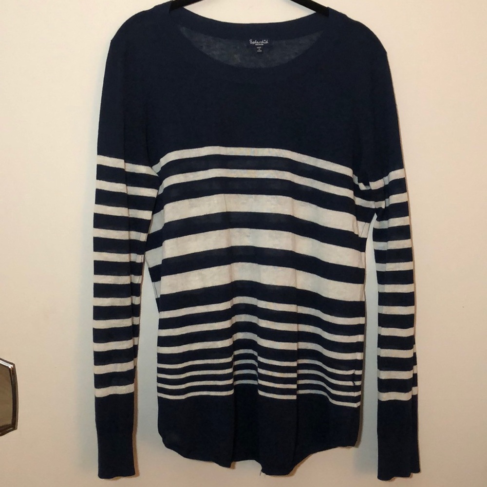 Splendid Sweater - Sheer, Navy & white Stripes